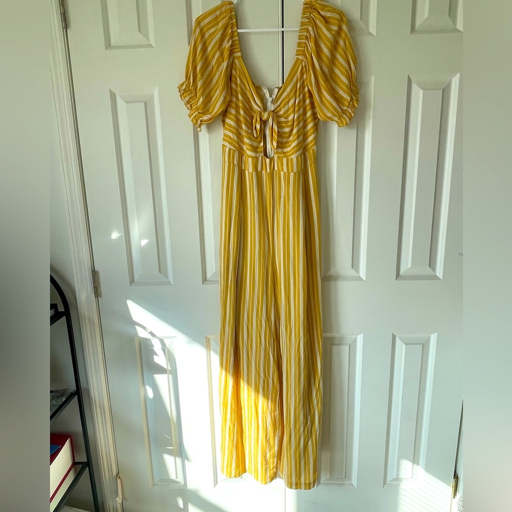 Jump Suit / Palazzo  Size Medium yellow and white . Summer